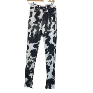 We Wore What Cow Print Skinny Jeans 26 Stiletto Slit High Rise